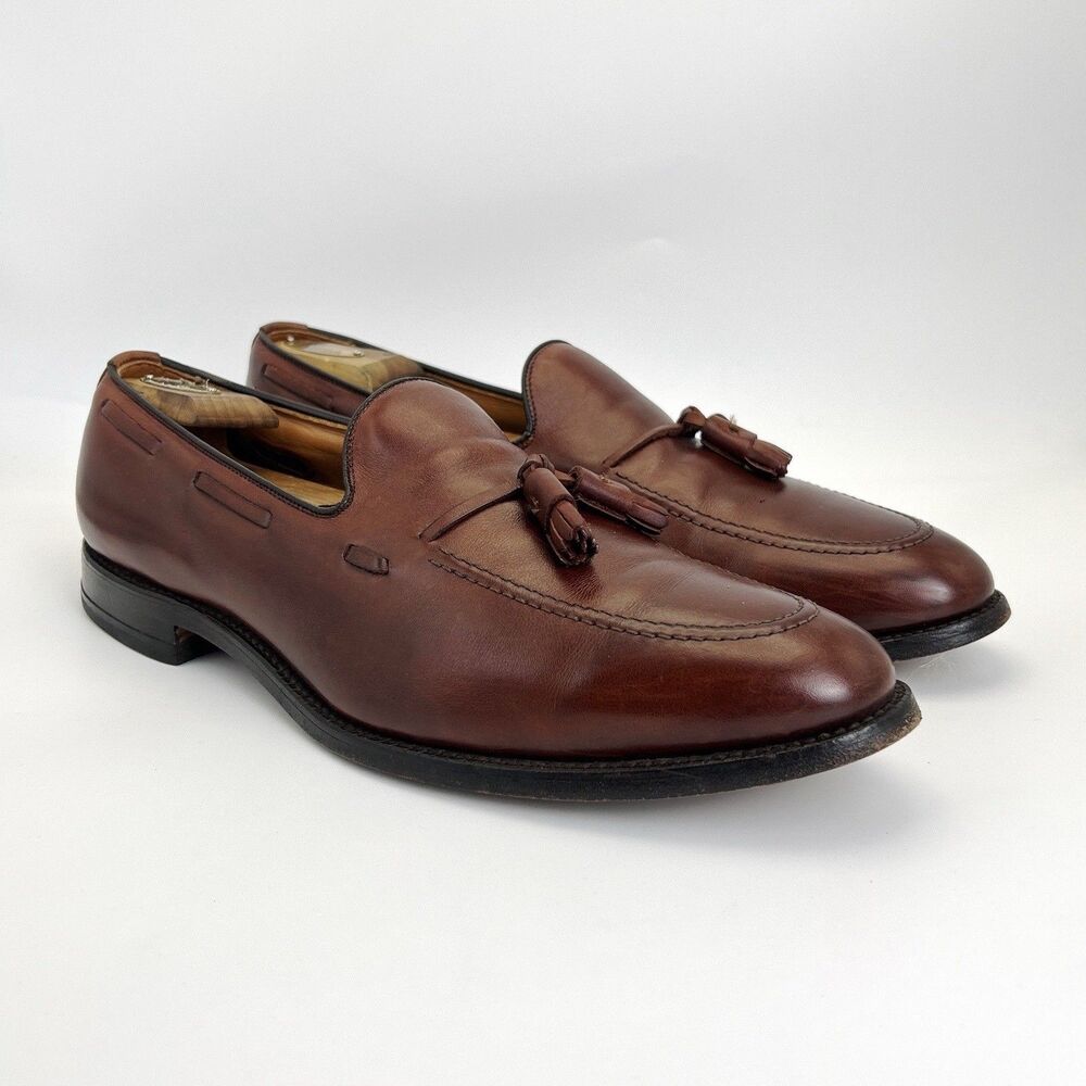 Allen Edmonds Grayson Loafers Mens Sz 13 B Brown Calfskin Leather Tassel 8267